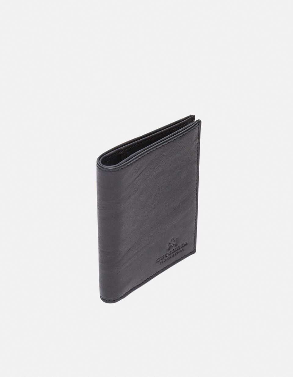 Portafoglio verticale slim Bourbon in pellame sfumato NERO  - Portafogli Donna - Portafogli Uomo - Portafogli - Cuoieria Fiorentina
