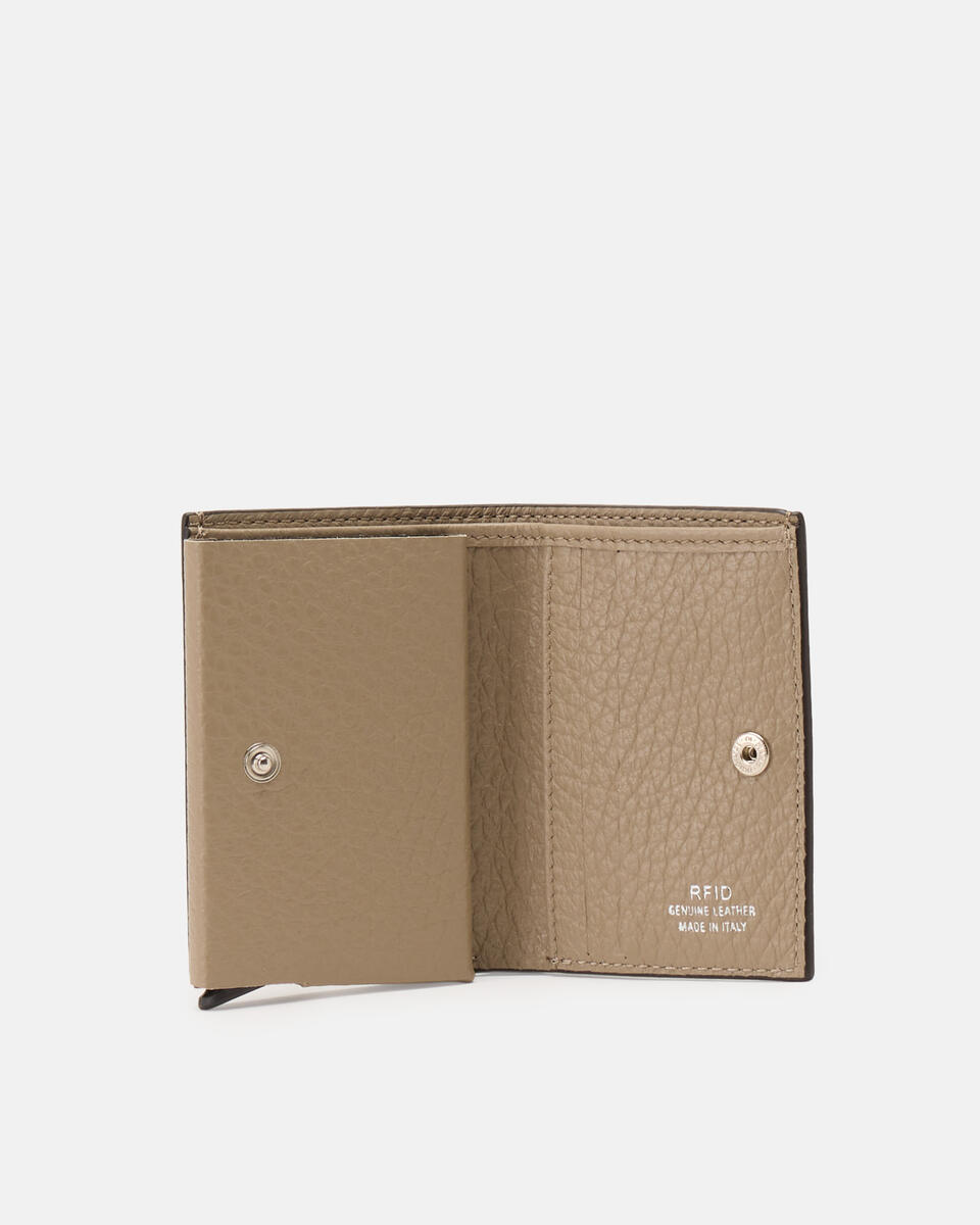 Snap card holder Taupe  - Women's Wallets - Men's Wallets - Wallets - Cuoieria Fiorentina