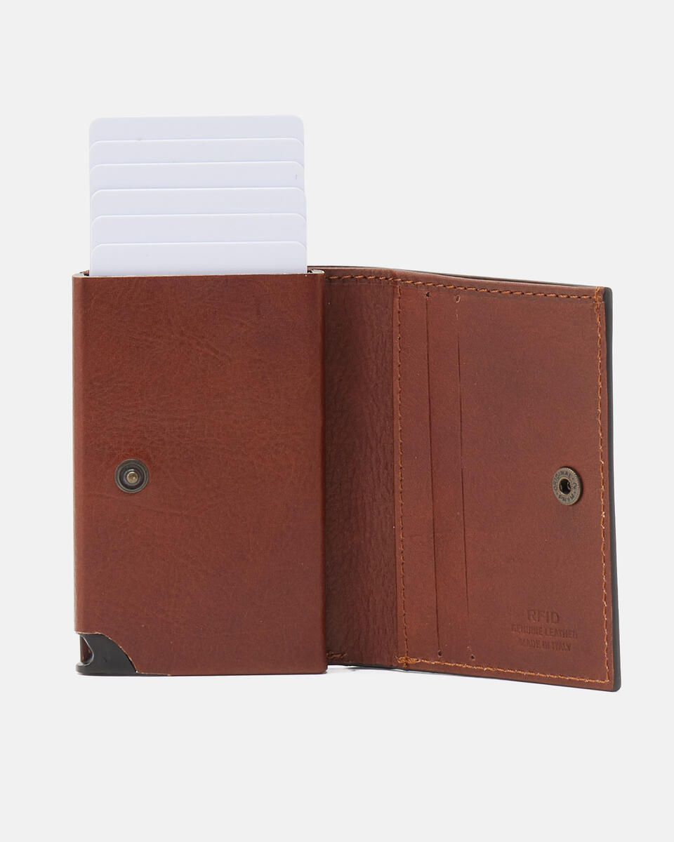 Snap card holder Brown  - Women's Wallets - Wallets - Cuoieria Fiorentina