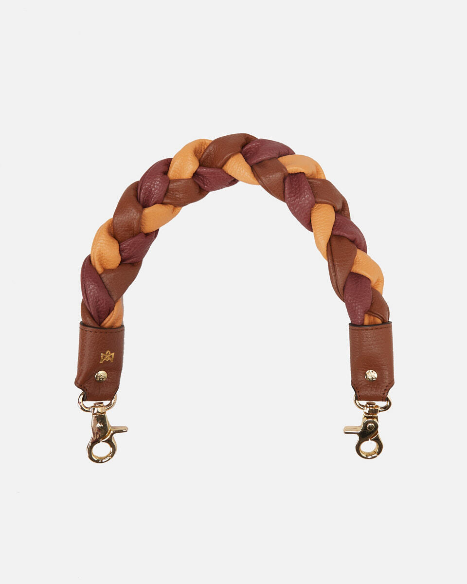 WOVEN SHOULDER STRAP Caramelapricotrosewood  - Cuoieria Fiorentina