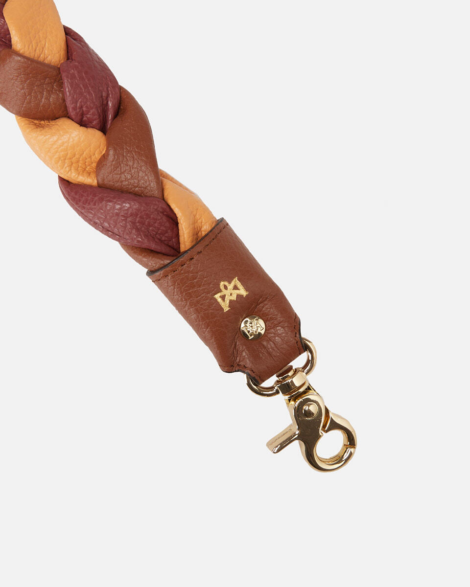 WOVEN SHOULDER STRAP Caramelapricotrosewood  - Cuoieria Fiorentina