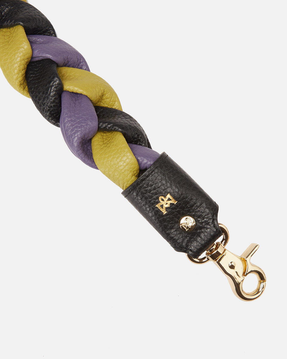 WOVEN SHOULDER STRAP Blackmyrtlelime  - Cuoieria Fiorentina