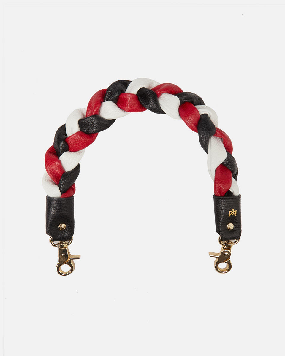 WOVEN SHOULDER STRAP Blackredwhite  - Cuoieria Fiorentina