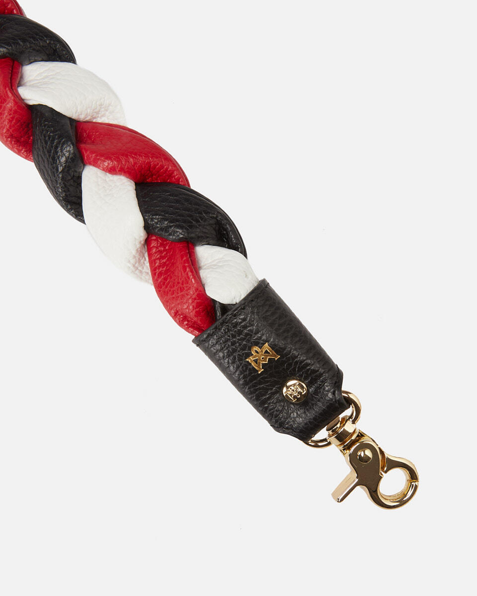 WOVEN SHOULDER STRAP Blackredwhite  - Cuoieria Fiorentina